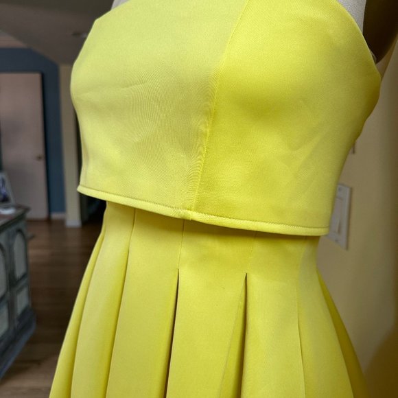 Asos Yellow Scuba Strapless Dress - Picture 3 of 6